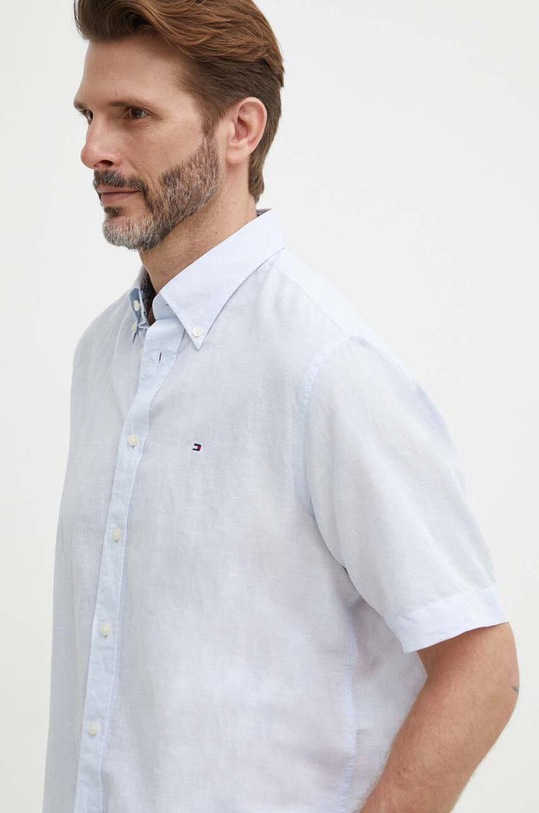 Tommy Hilfiger koszula z domieszką lnu regular niebieski MW0MW35323