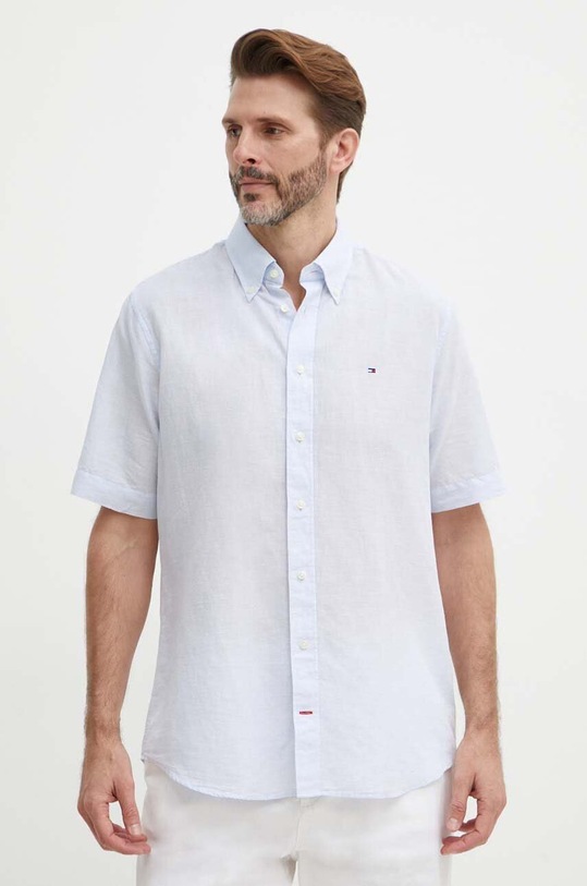 Tommy Hilfiger koszula z domieszką lnu MW0MW35323 niebieski