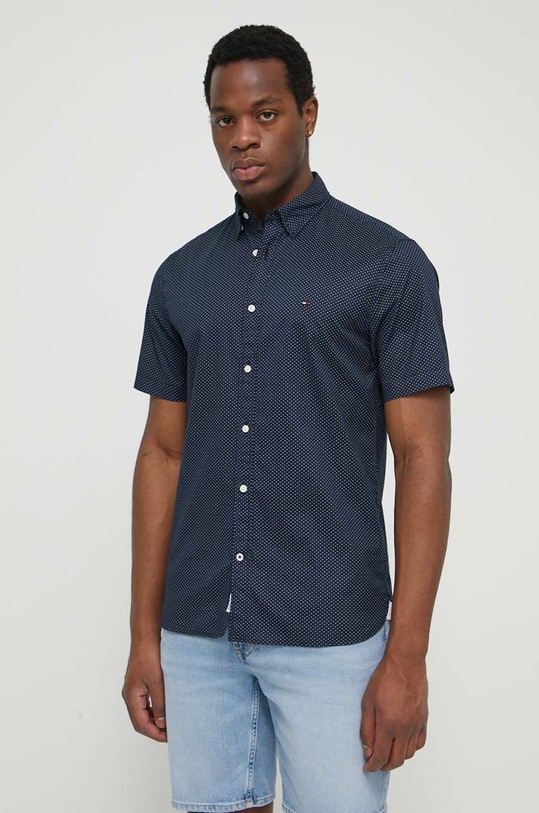 Βαμβακερό πουκάμισο Tommy Hilfiger casual σκούρο μπλε MW0MW36138