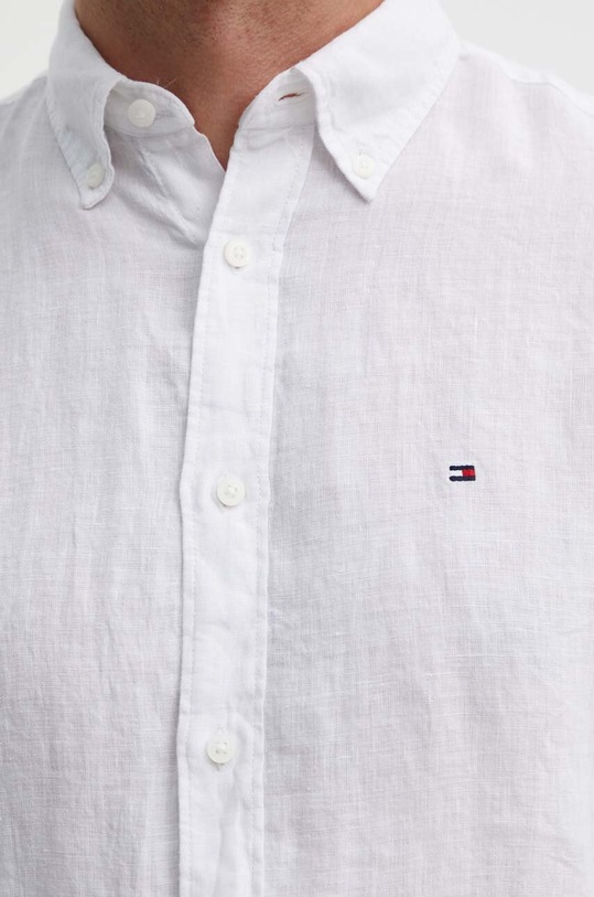 Πουκάμισο από λινό Tommy Hilfiger MW0MW34602 λευκό SS25