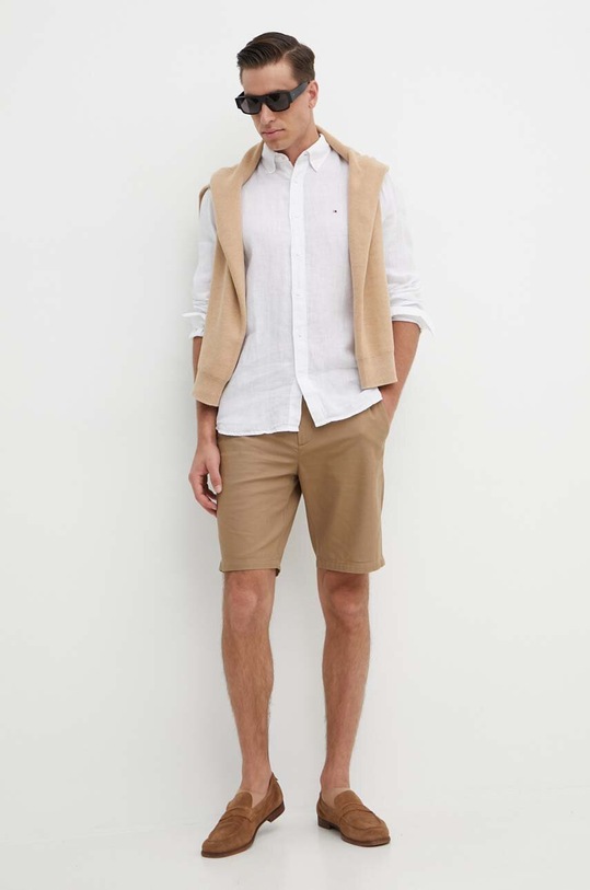 Ρούχα Πουκάμισο από λινό Tommy Hilfiger MW0MW34602 λευκό