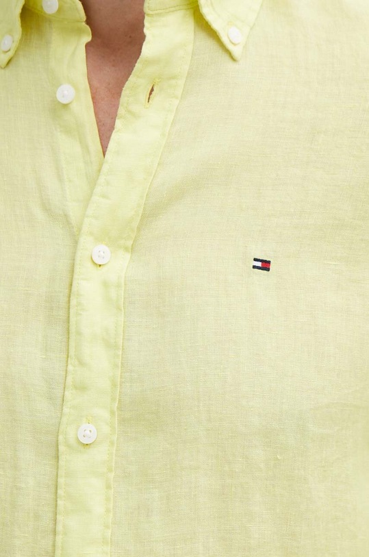 Πουκάμισο από λινό Tommy Hilfiger MW0MW34602 κίτρινο