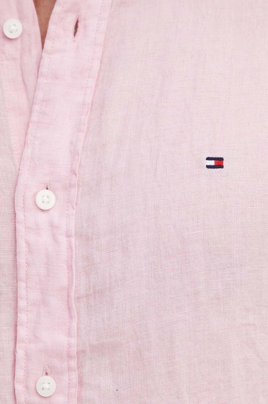 Tommy Hilfiger koszula lniana MW0MW34602 różowy SS25