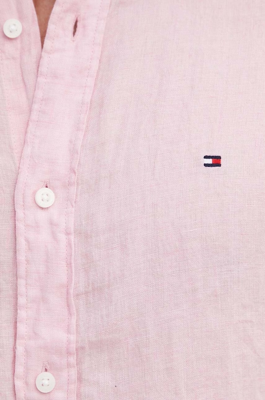 Tommy Hilfiger koszula lniana MW0MW34602 różowy SS25