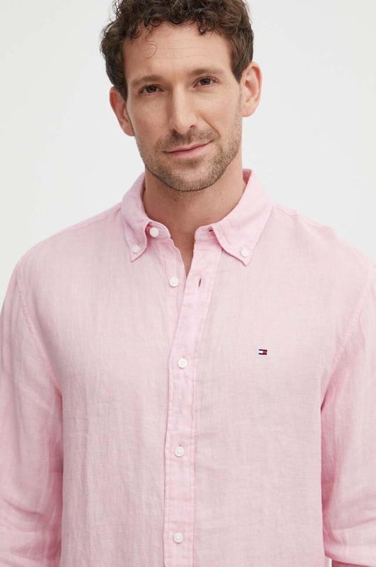 Tommy Hilfiger koszula lniana MW0MW34602 różowy