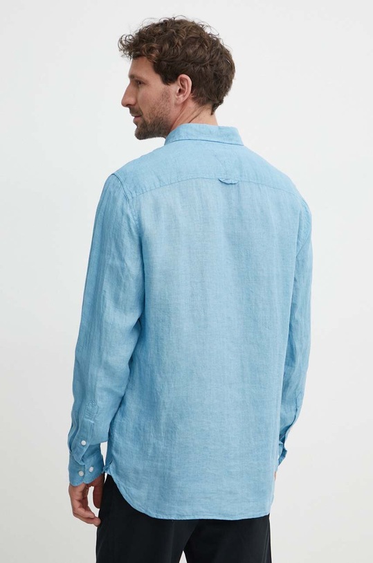 Tommy Hilfiger koszula lniana niebieski MW0MW34602