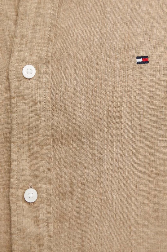 Ľanová košeľa Tommy Hilfiger MW0MW34602 béžová SS25