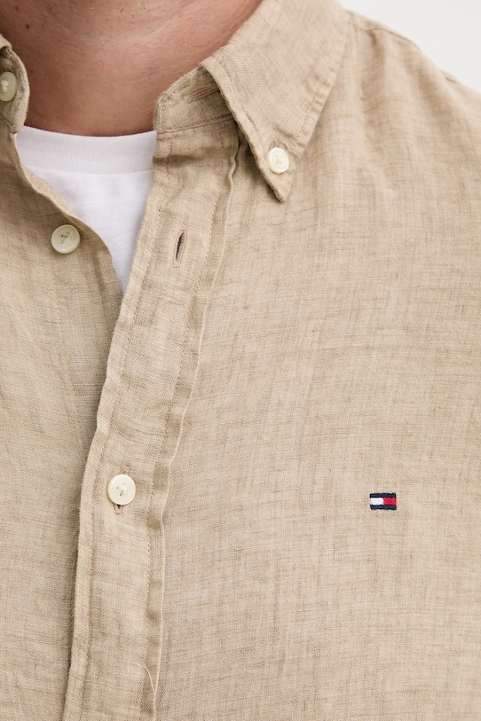 Tommy Hilfiger koszula lniana MW0MW34602 zielony