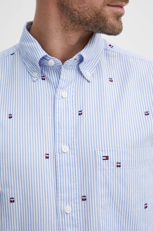Хлопковая рубашка Tommy Hilfiger MW0MW34608 голубой SS24