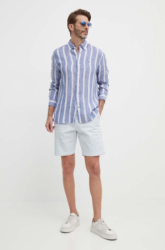 Πουκάμισο από λινό Tommy Hilfiger MW0MW34612 μπλε SS24