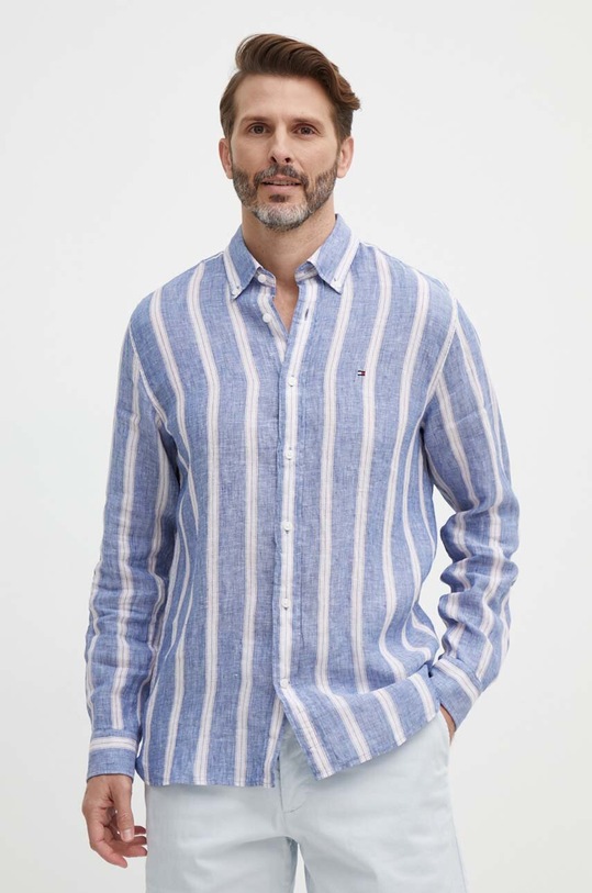 Πουκάμισο από λινό Tommy Hilfiger μπλε MW0MW34612