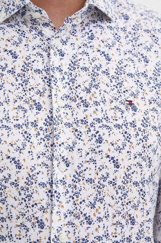 Košeľa s prímesou ľanu Tommy Hilfiger MW0MW34631 biela SS24