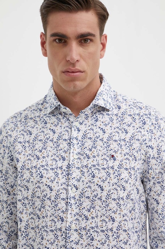 Košeľa s prímesou ľanu Tommy Hilfiger MW0MW34631 biela