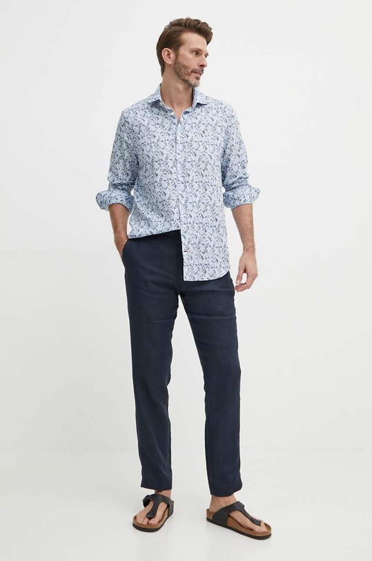 Oblečenie Košeľa s prímesou ľanu Tommy Hilfiger MW0MW34631 modrá