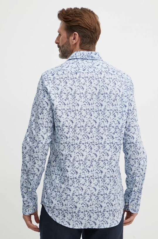 Košeľa s prímesou ľanu Tommy Hilfiger modrá MW0MW34631