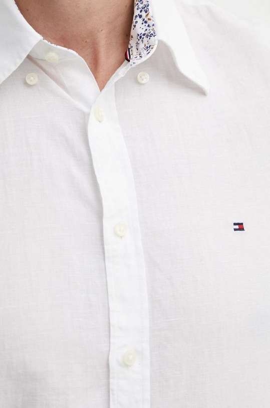 Πουκάμισο με μείγμα από λινό Tommy Hilfiger MW0MW34632 λευκό SS24