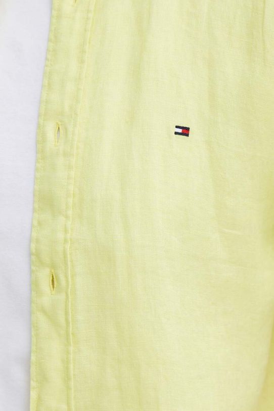 Ľanová košeľa Tommy Hilfiger MW0MW35207 žltá SS25