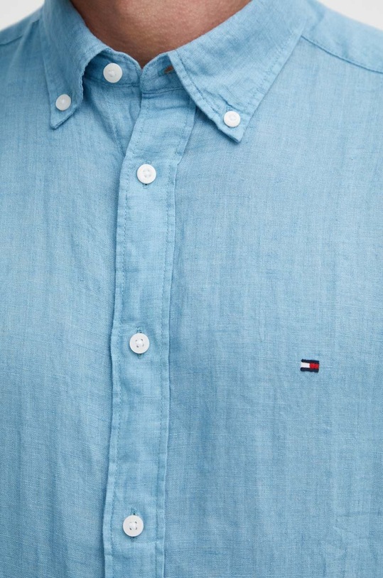 Tommy Hilfiger koszula lniana MW0MW35207 niebieski SS25