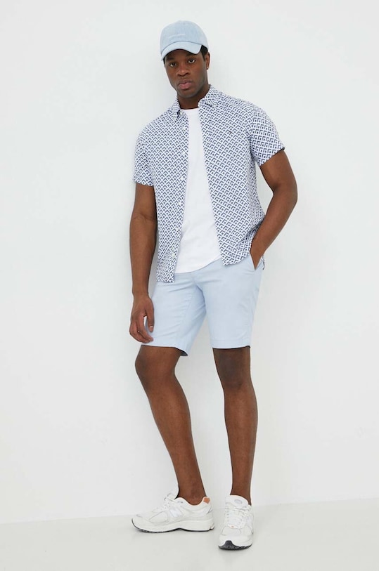 Πουκάμισο με μείγμα από λινό Tommy Hilfiger MW0MW35238 μπλε SS24