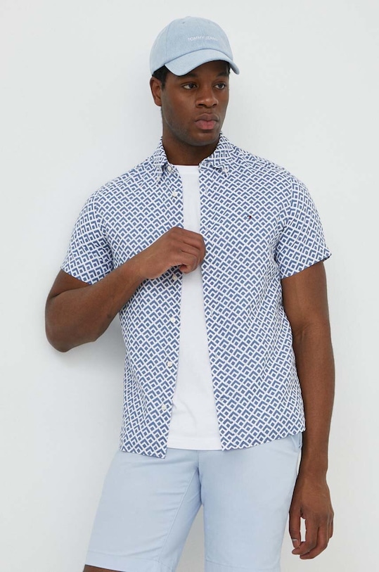 Πουκάμισο με μείγμα από λινό Tommy Hilfiger μπλε MW0MW35238
