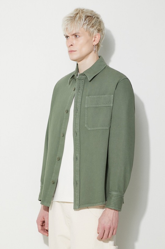 A.P.C. cotton shirt Surchemise Basile Brodee Poitrine green COFCN.H02918.KAI