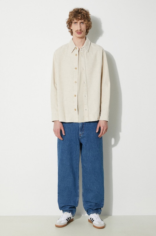 A.P.C. linen blend shirt Surchemise Bobby Logo COGVV.H02884.AAD beige SS24