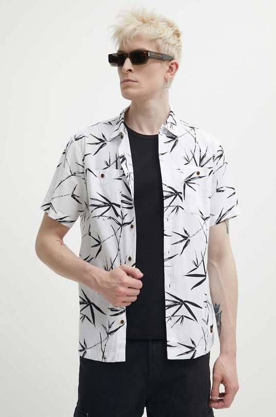 Сорочка з домішкою льону Superdry візерунок білий M4010793A.2EB