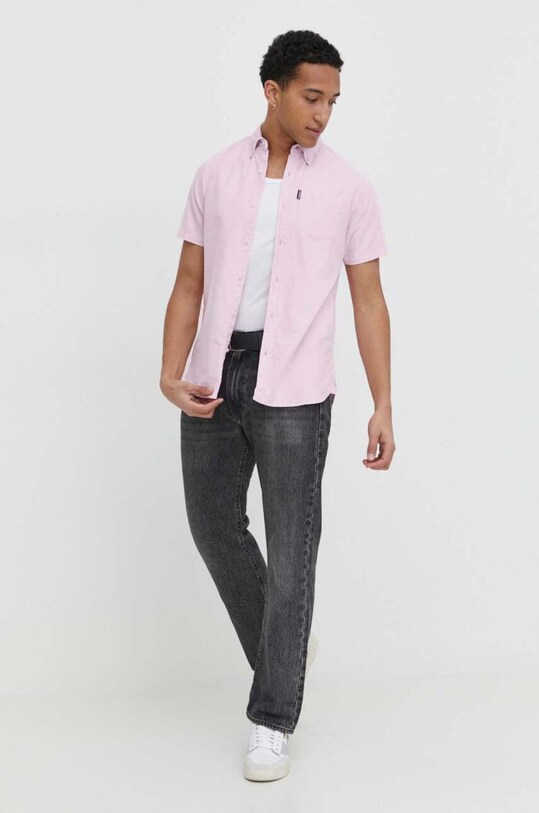 Хлопковая рубашка Superdry M4010623A.LPM розовый SS24