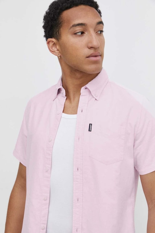 Хлопковая рубашка Superdry розовый M4010623A.LPM