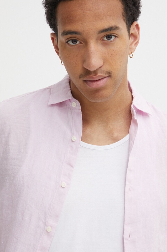 Superdry koszula lniana regular różowy M4010608A.M2F