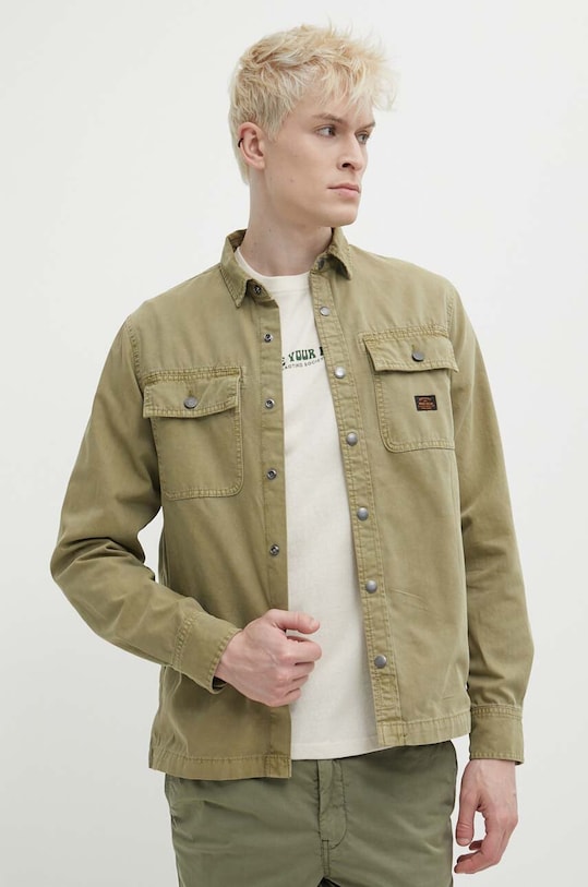 Superdry camasa din bumbac lung verde M4010730A.L5L