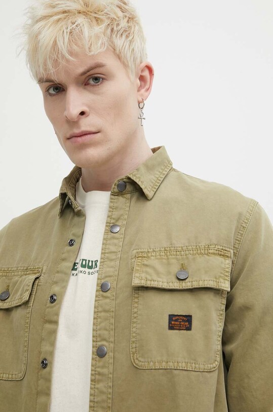 Superdry camasa din bumbac verde M4010730A.L5L