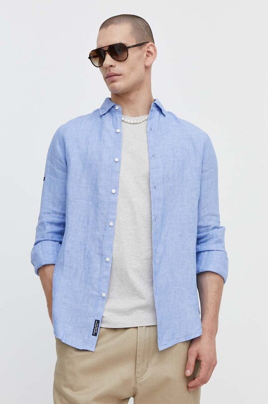 Lanena košulja Superdry casual plava M4010607A.FZY