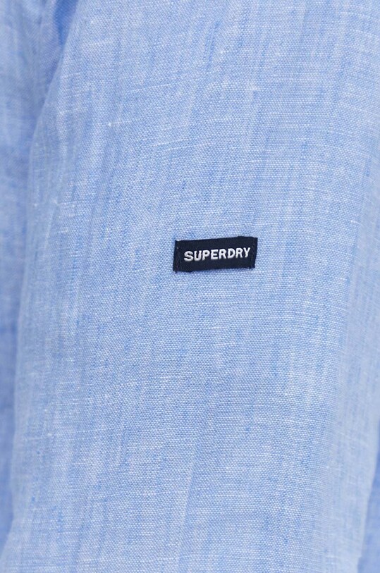 Lanena košulja Superdry M4010607A.FZY plava SS24