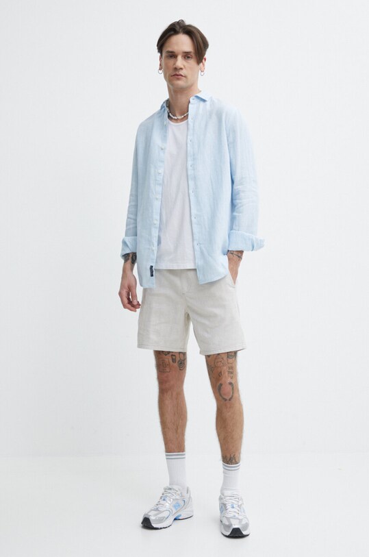 Superdry camasa de in M4010607A.2EU albastru SS24