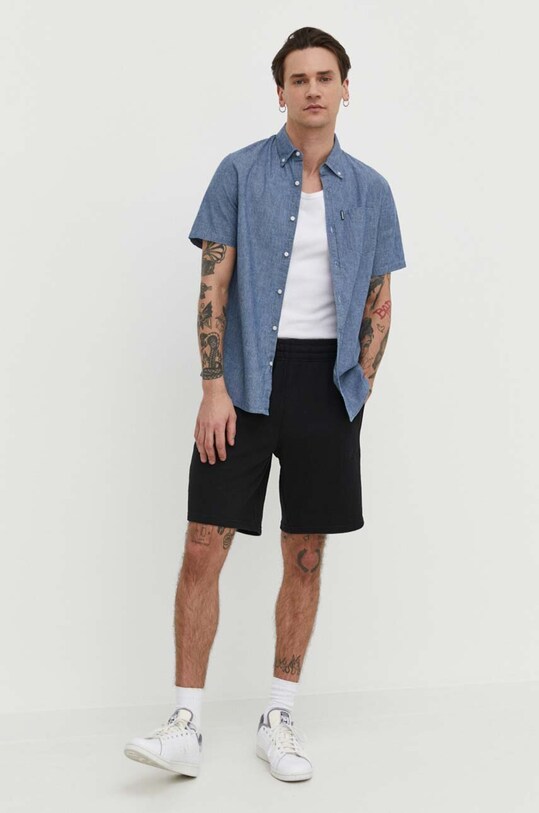 Хлопковая рубашка Superdry M4010886A.JON голубой SS24