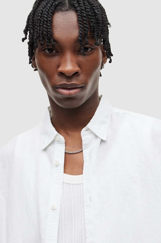 Lněná košile AllSaints CYPRESS MS152Y bílá SS24