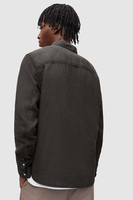 Сорочка з льону AllSaints CYPRESS чорний MS152Y