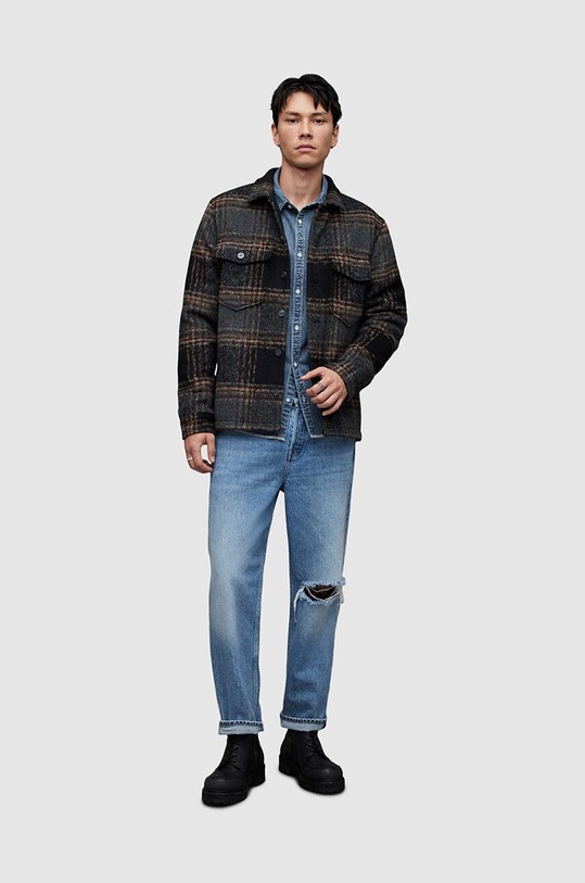 AllSaints koszula bawełniana jeansowa SOLAR MR010Z turkusowy