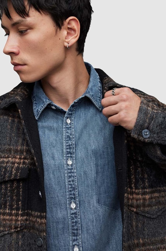 Βαμβακερό τζιν πουκάμισο AllSaints SOLAR MR010Z