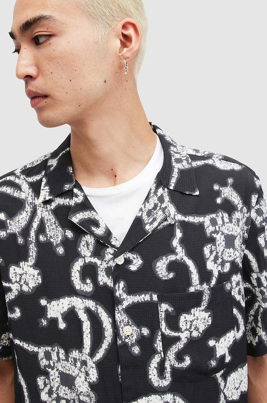Πουκάμισο AllSaints WEBS MS555Z μαύρο SS24