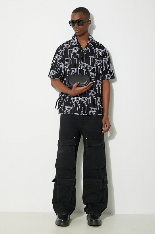 Pamučna košulja Represent Embrodiered Initial Overshirt MLM212.01 crna SS24