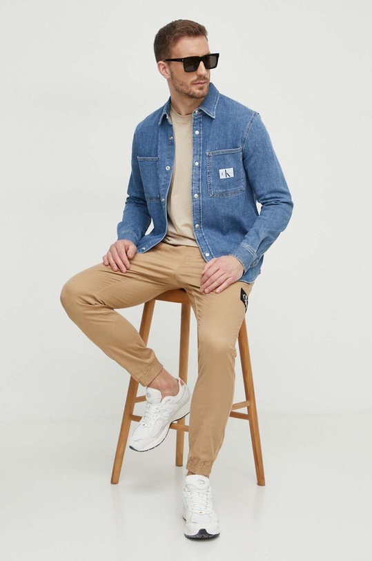 Rifľová košeľa Calvin Klein Jeans J30J324885 modrá SS24