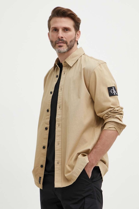 Calvin Klein Jeans koszula z elastanem beżowy J30J325176