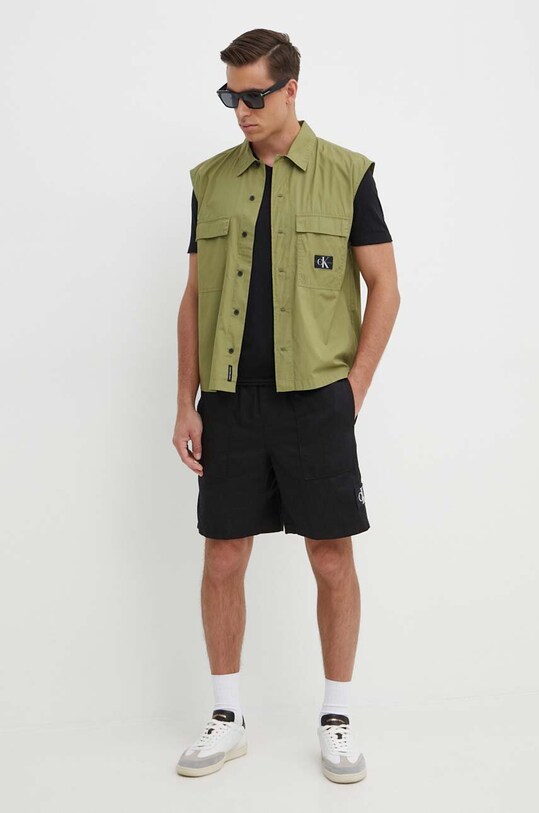 Бавовняна сорочка Calvin Klein Jeans J30J325249 зелений SS24