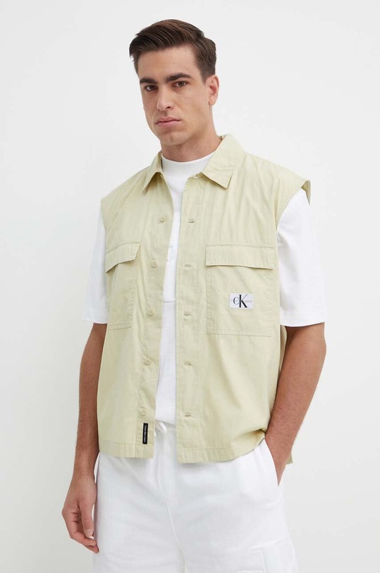 Хлопковая рубашка Calvin Klein Jeans casual зелёный J30J325249