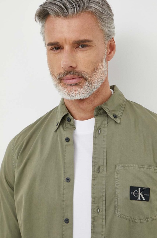 Bavlnená košeľa Calvin Klein Jeans zelená J30J325772