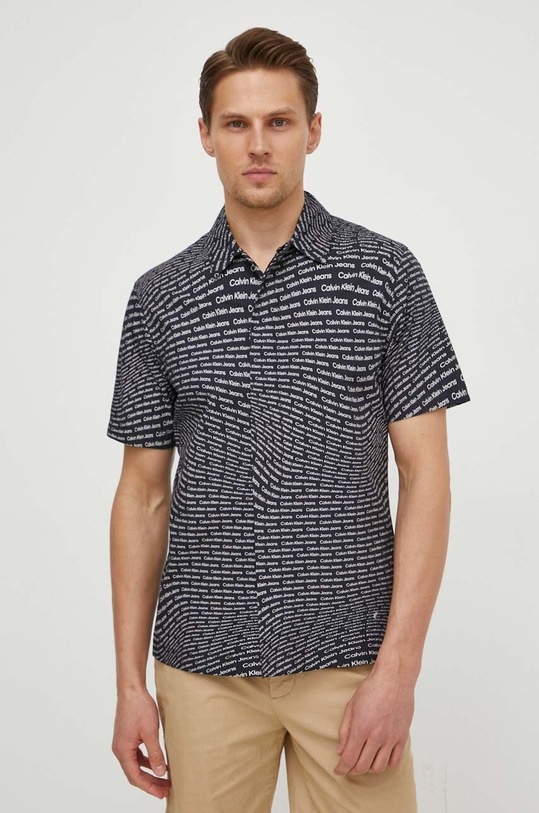 Calvin Klein Jeans koszula bawełniana J30J325938 czarny SS24