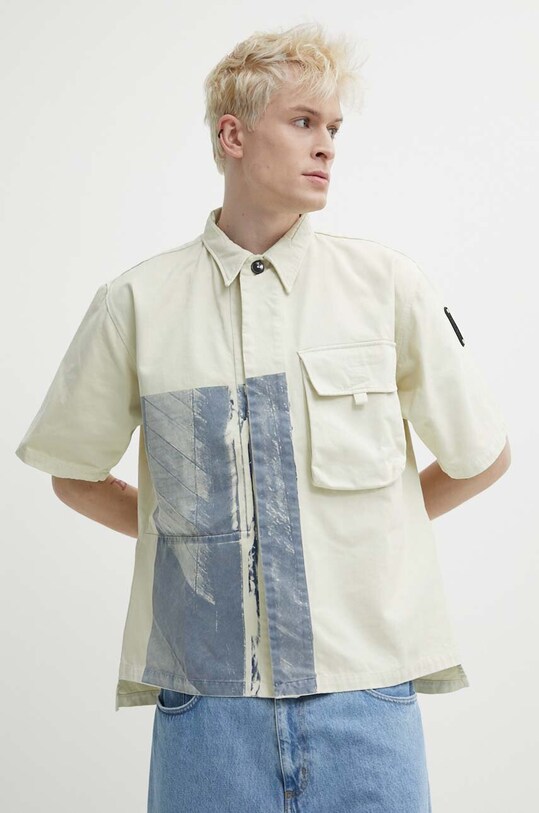 Хлопковая рубашка A-COLD-WALL* Strand Overshirt узор бежевый ACWMSH131