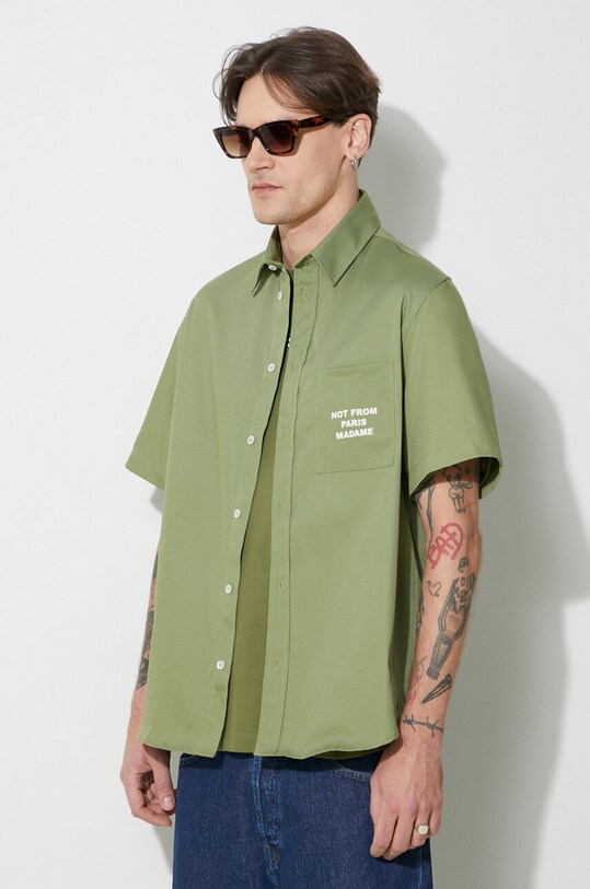 Košile Drôle de Monsieur La Chemise Slogan zelená D.SH128.PL004.LKK